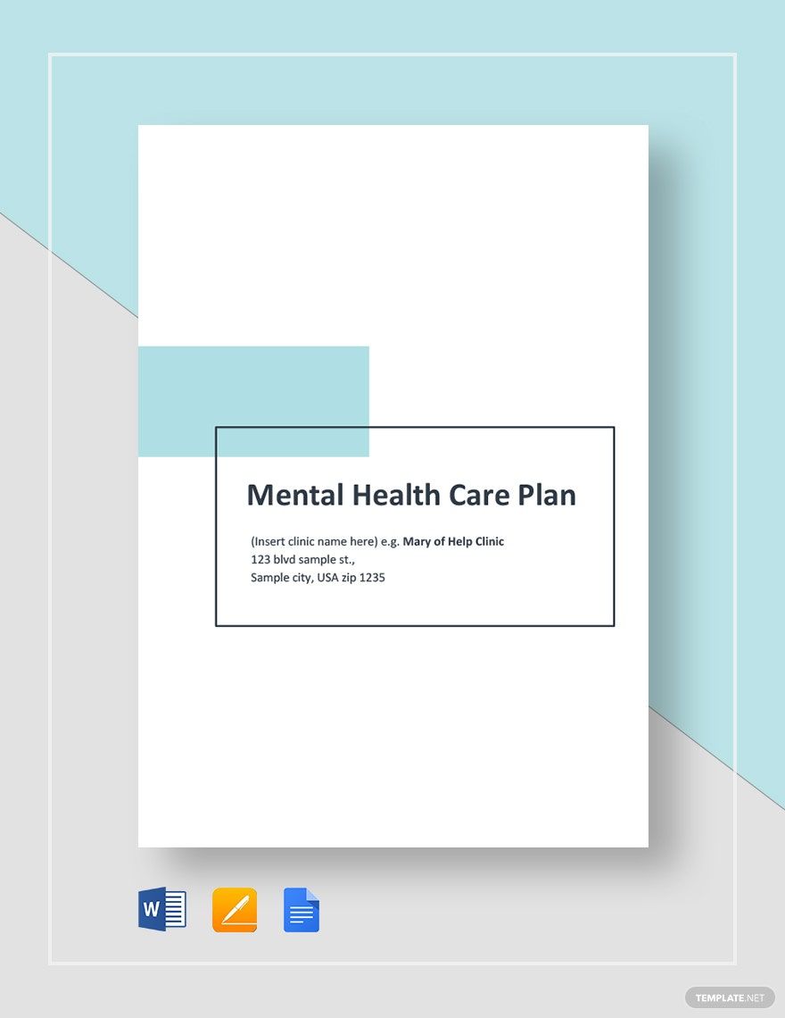 Mental Health Care Plan Template