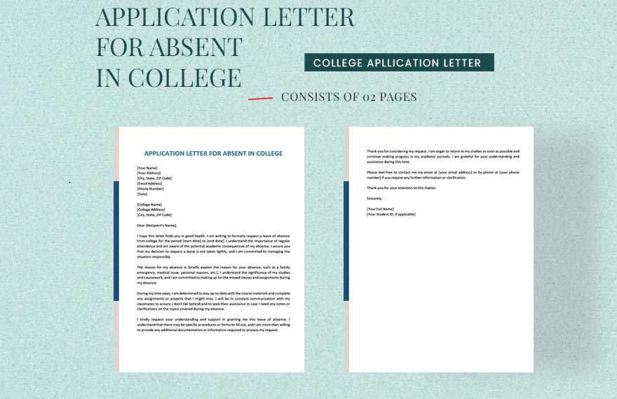 Application Letter For Absent In College