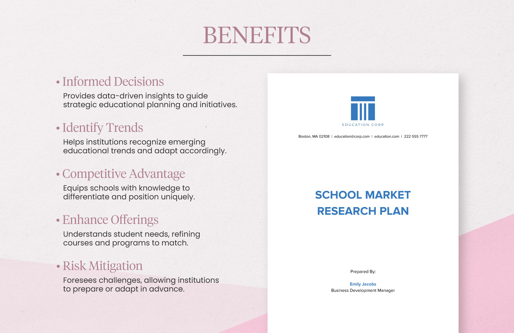 School Market Research Plan Template