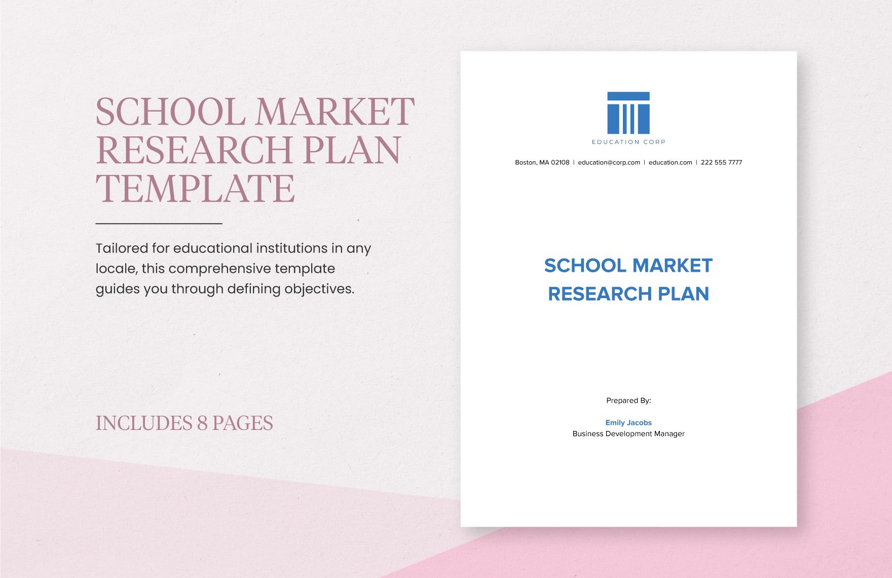School Market Research Plan Template in Word, Google Docs, PDF