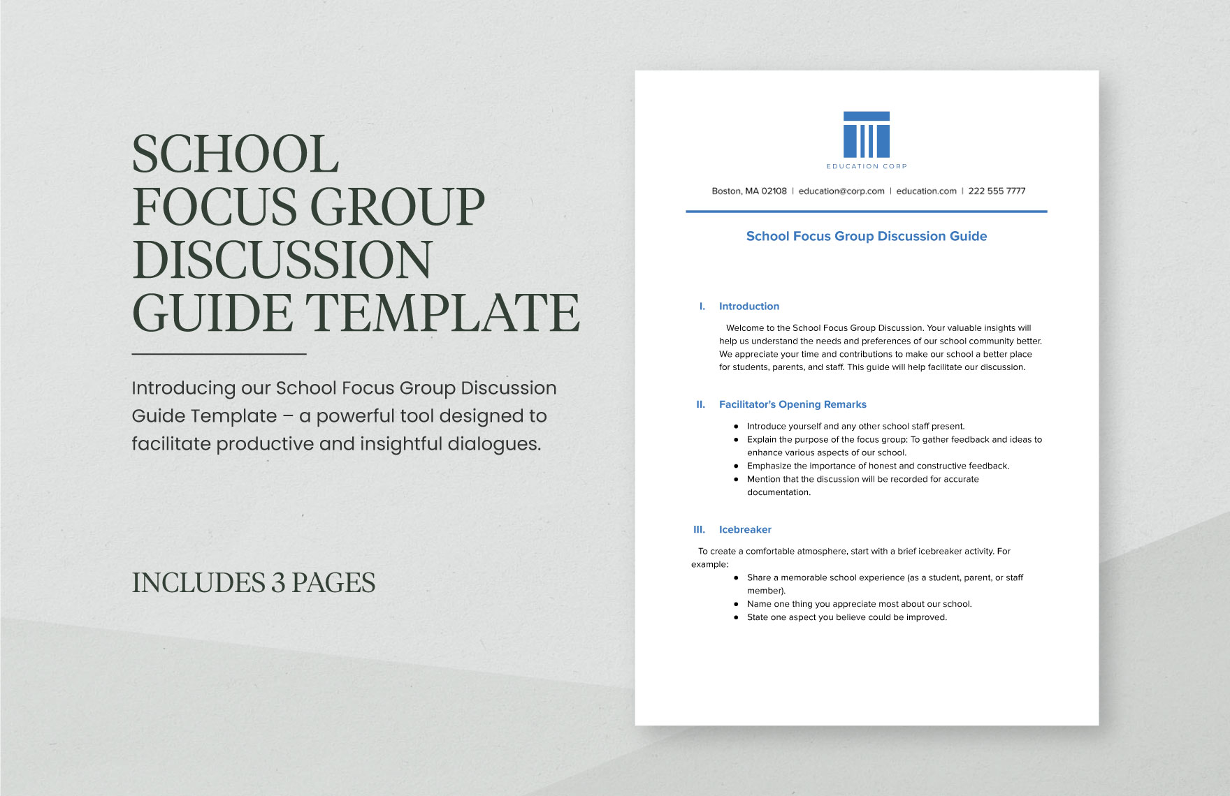 School Focus Group Discussion Guide Template Download In Word Google 