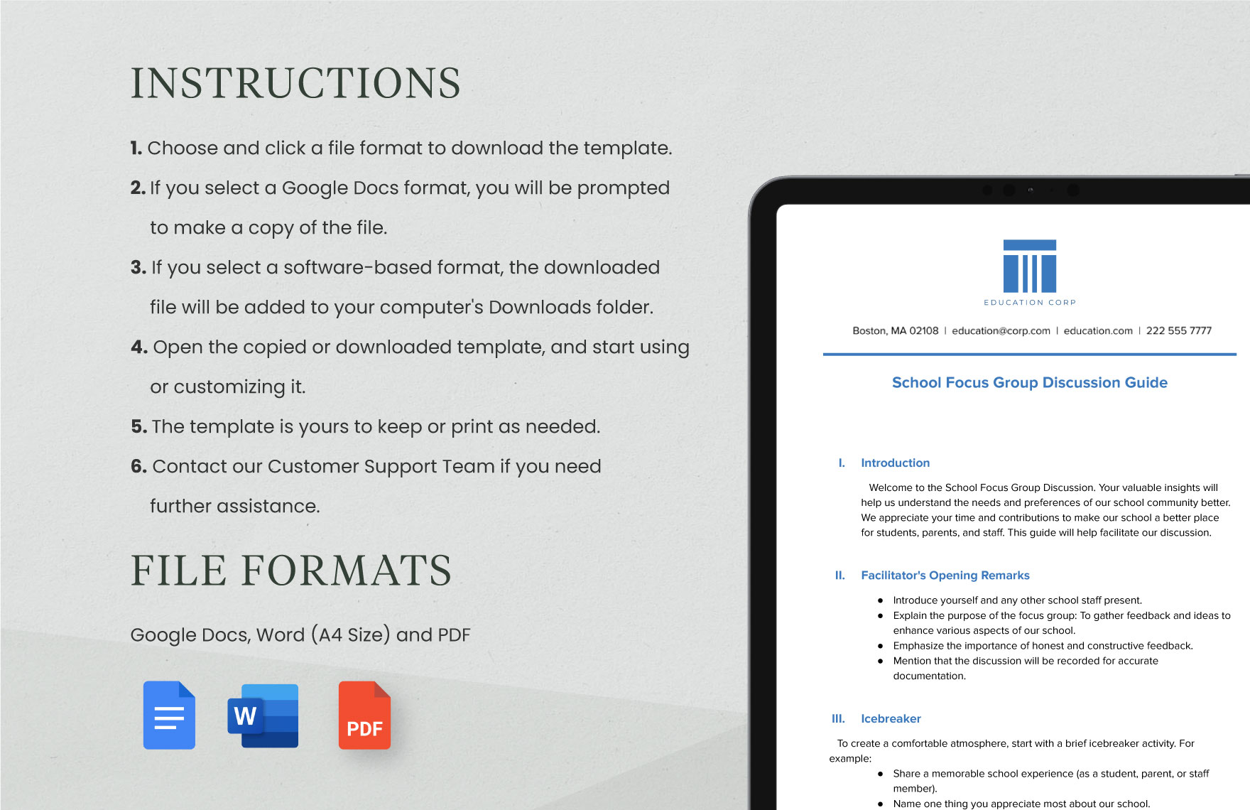 School Focus Group Discussion Guide Template