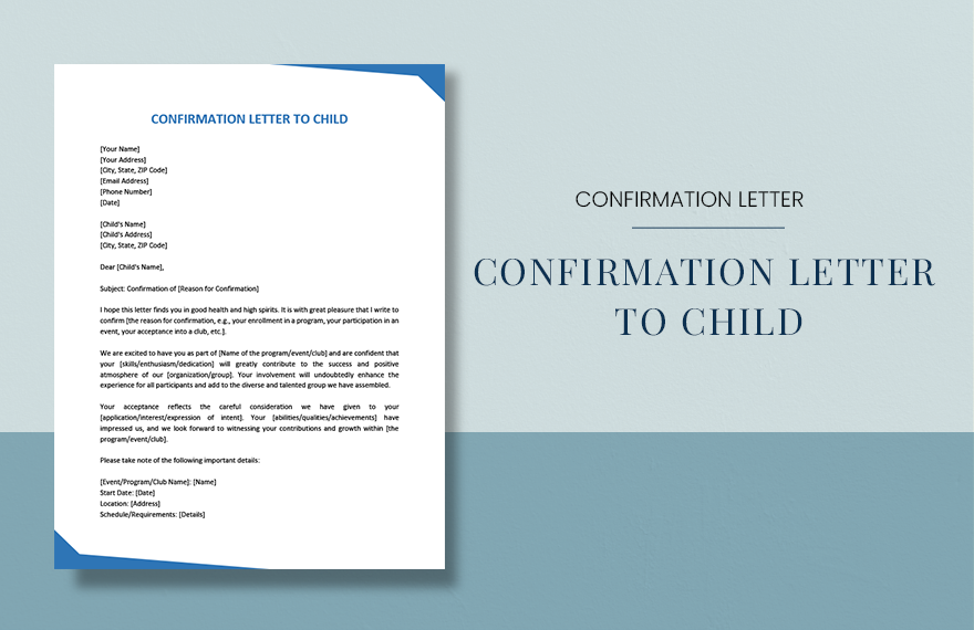 Confirmation Letter To Child