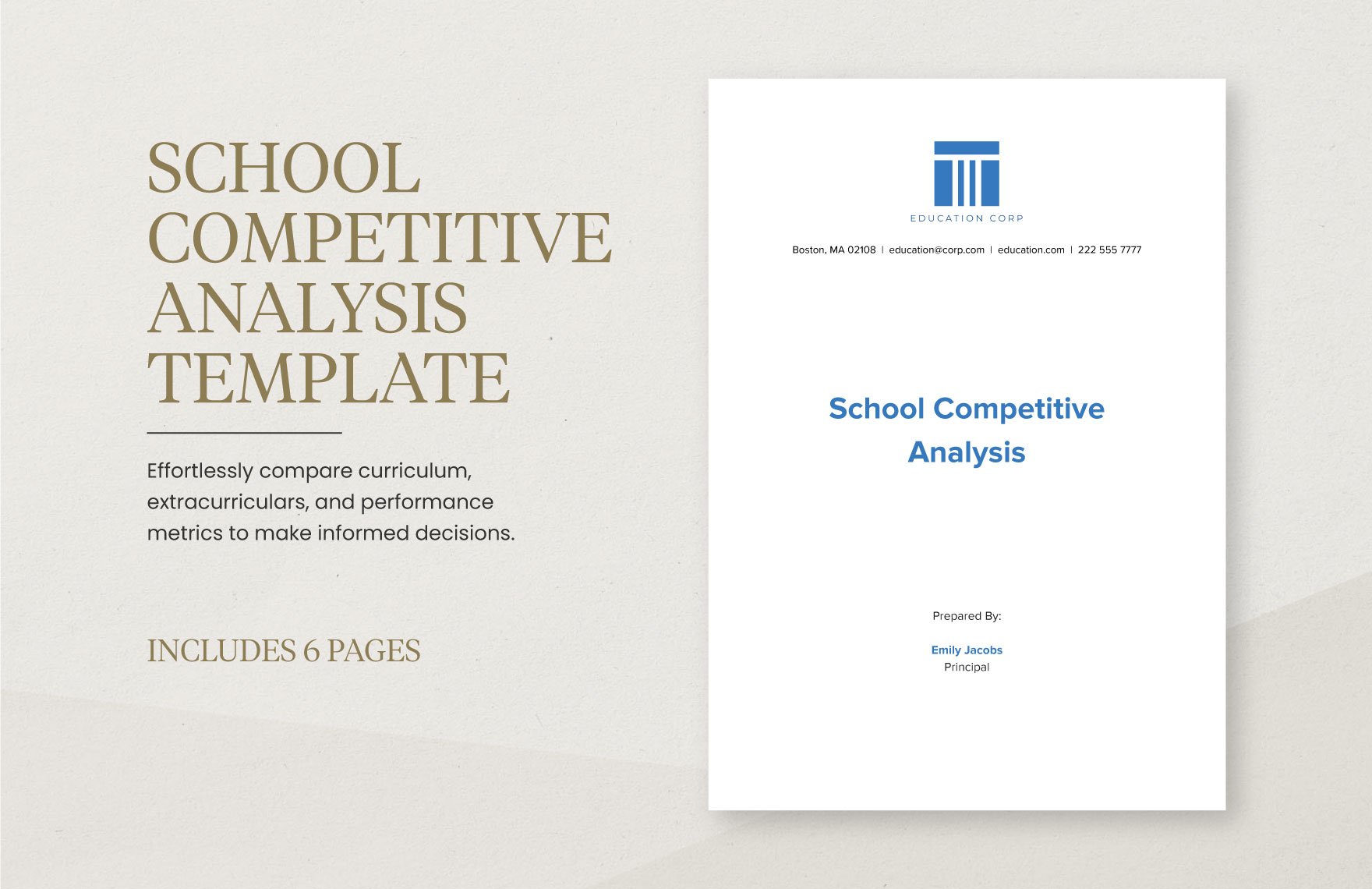 School Competitive Analysis Template in Word, Google Docs, PDF