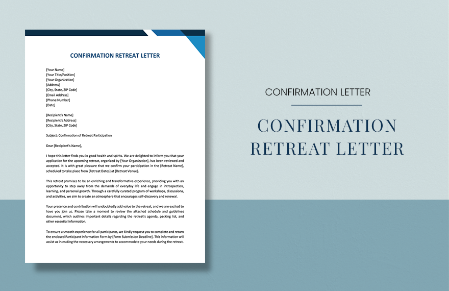 Confirmation Retreat Letter