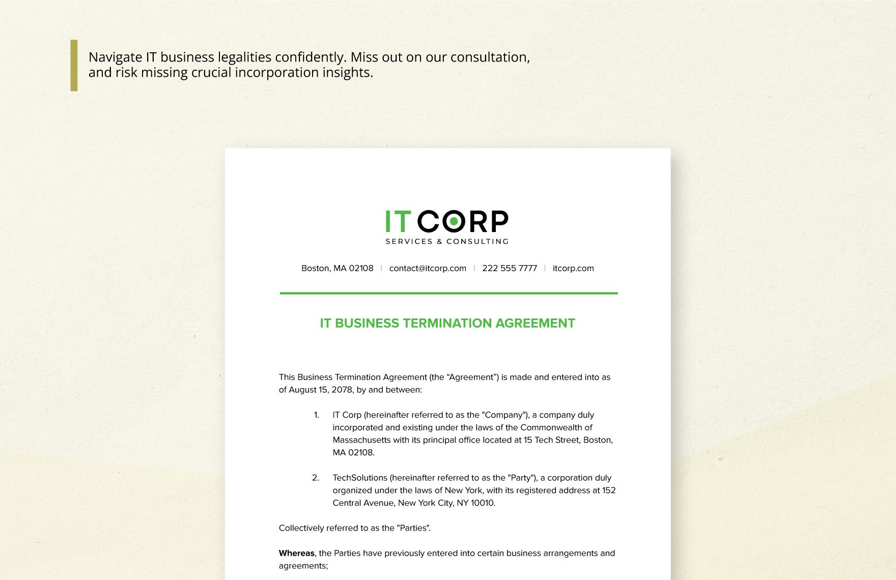 IT Business Termination Agreement Template
