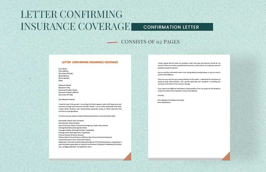 Letter Confirming Insurance Coverage