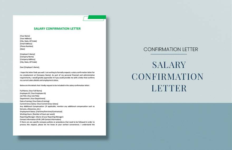 Salary Confirmation Letter in Word, Google Docs, PDF, Apple Pages