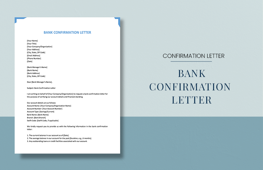 Bank Confirmation Letter in Word, Google Docs, PDF, Apple Pages