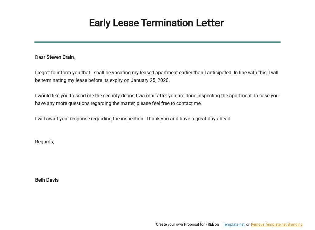 Termination of Services Letter to Customer Template in Google Docs