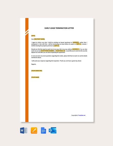 FREE Landlord Lease Termination Letter Template - Word ...