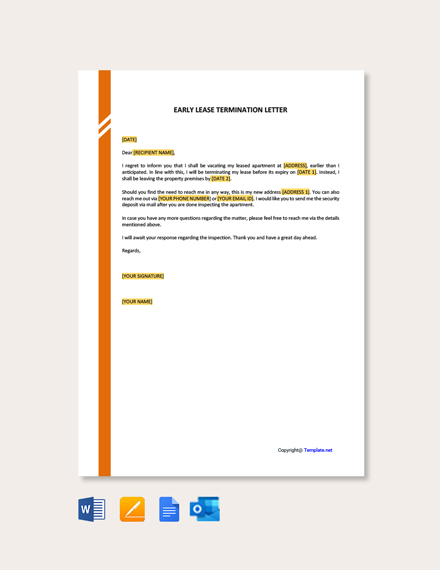 FREE Landlord Lease Termination Letter Template - Word ...