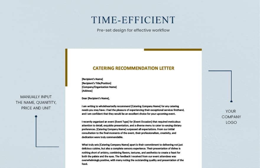 Catering recommendation letter