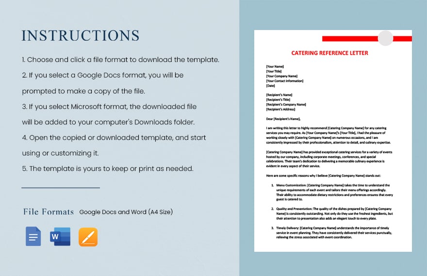 Catering reference letter