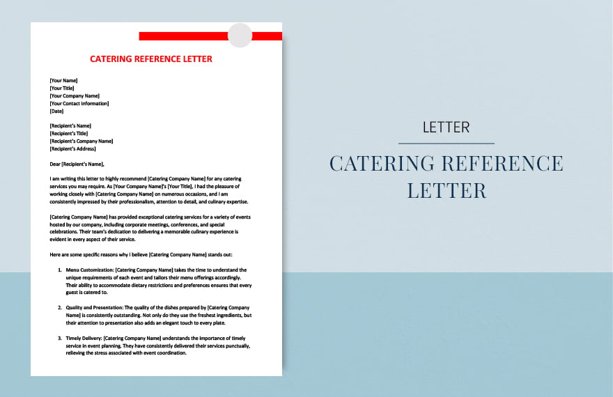Free Catering reference letter