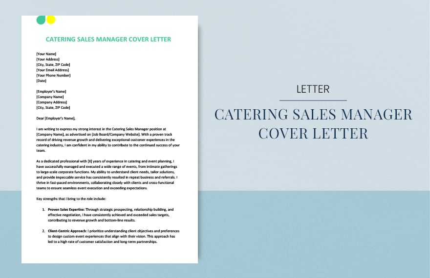 Free Catering sales manager cover letter