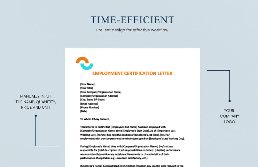 Employment certification letter