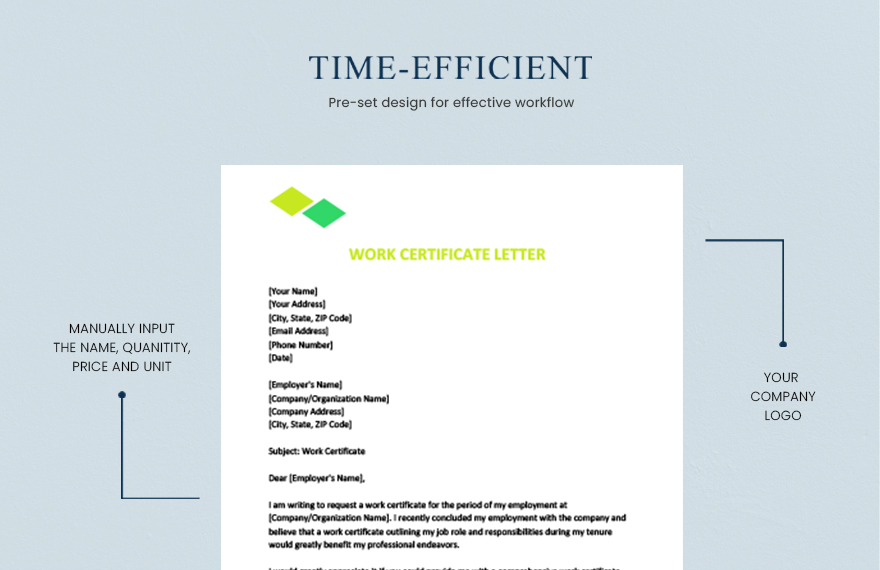 Work certificate letter