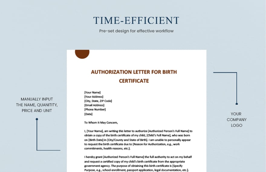 Authorization letter for birth certificate