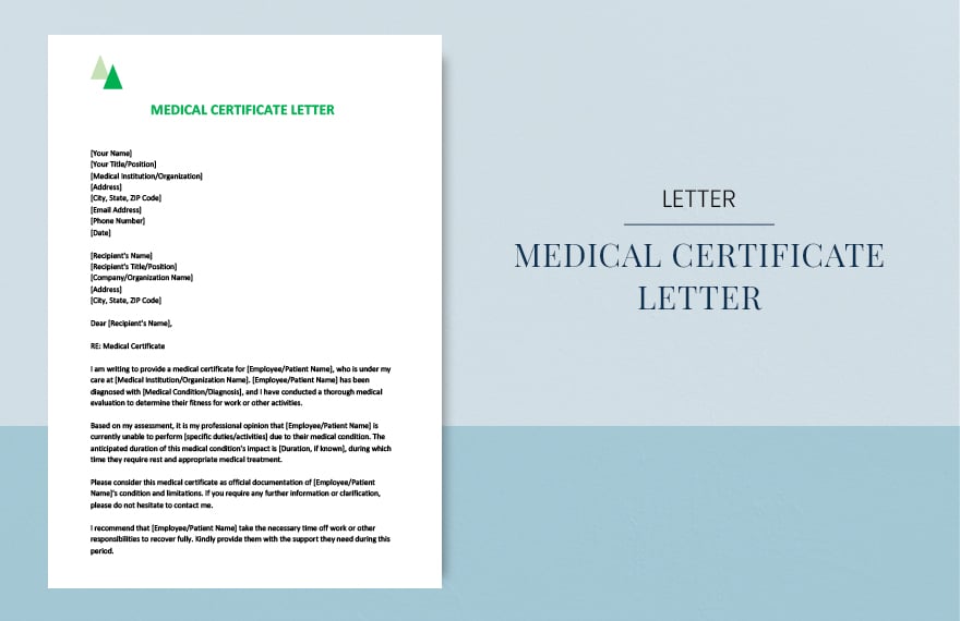 Medical certificate letter in Word, Google Docs, Apple Pages