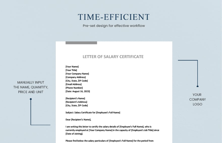 Letter of salary certificate