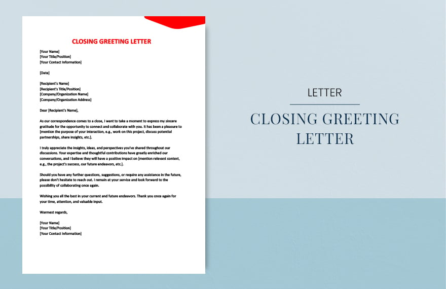 Closing greeting letter