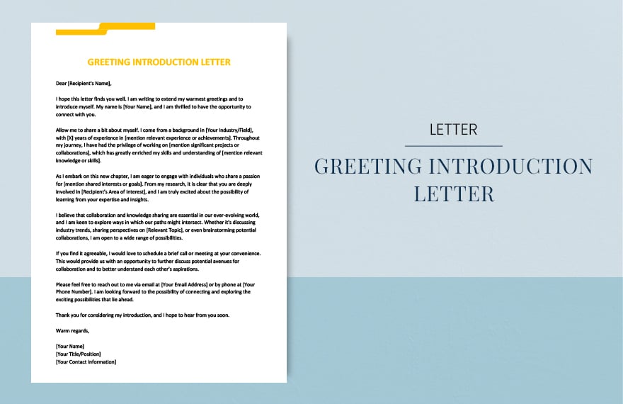 Free Greeting introduction letter