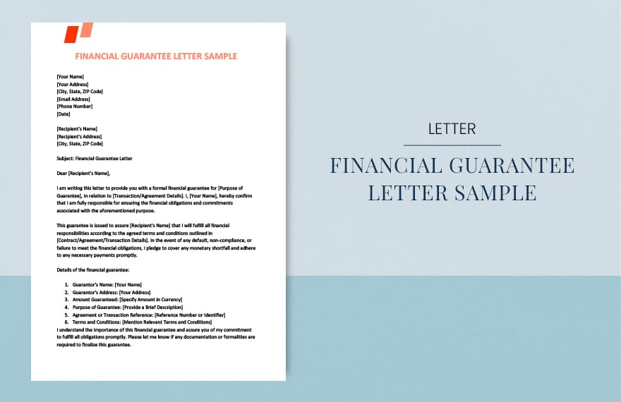 Financial guarantee letter sample
