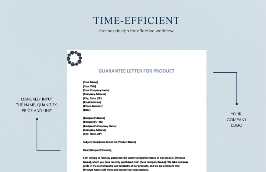 Guarantee letter for product