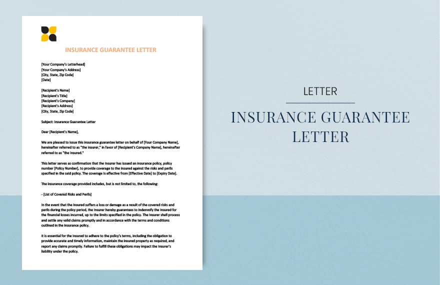 Insurance guarantee letter