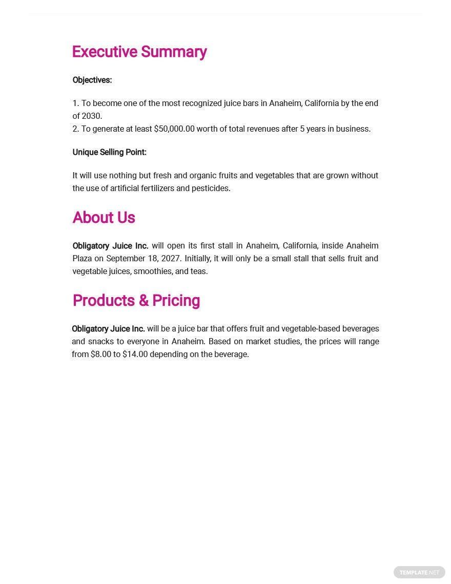 Juice Bar Business Plan Template Google Docs Word Apple Pages PDF juice-bar-business-plan-template-google-docs-word-apple-pages-pdf
