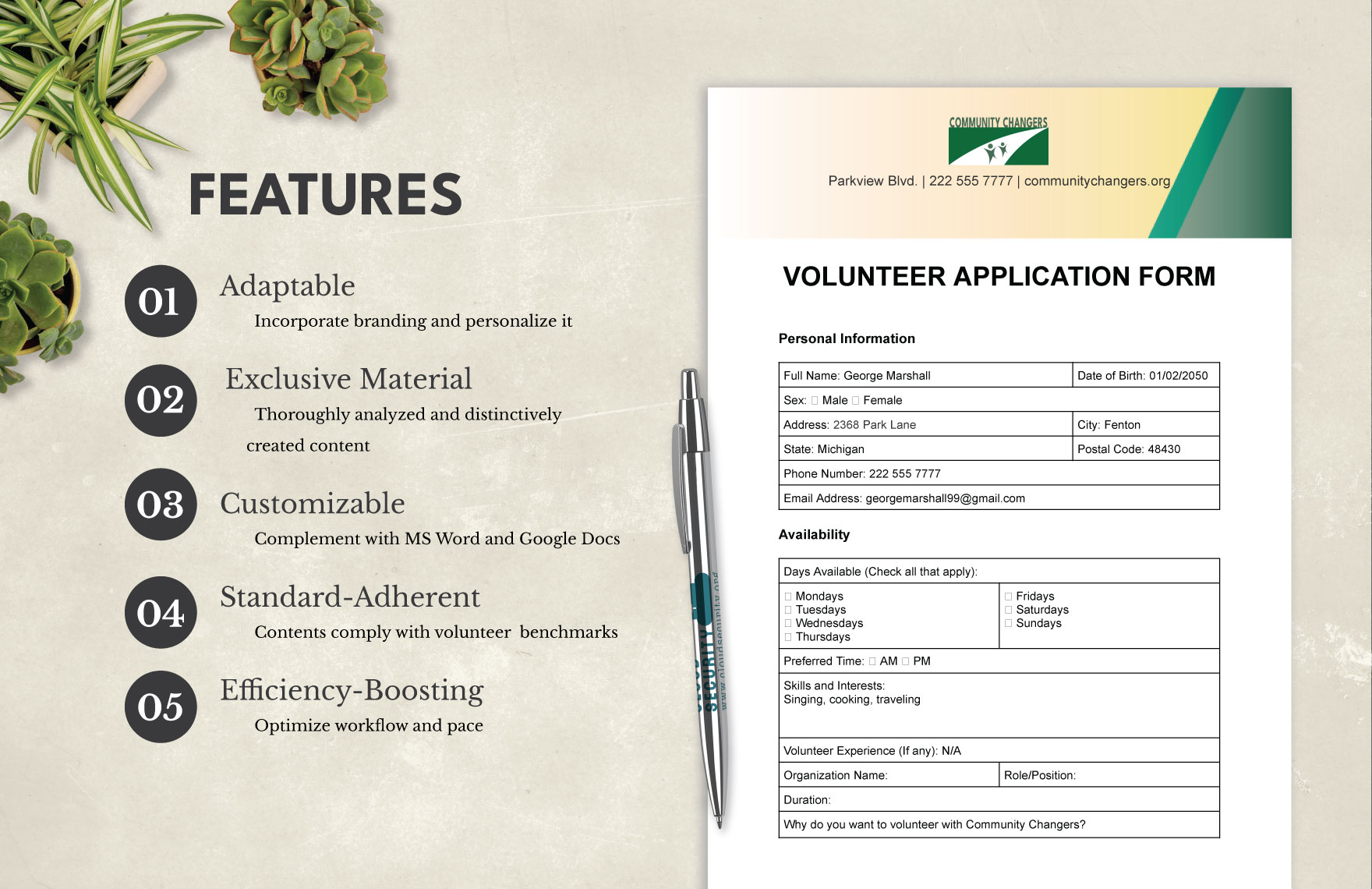 Basic Volunteer Application Template