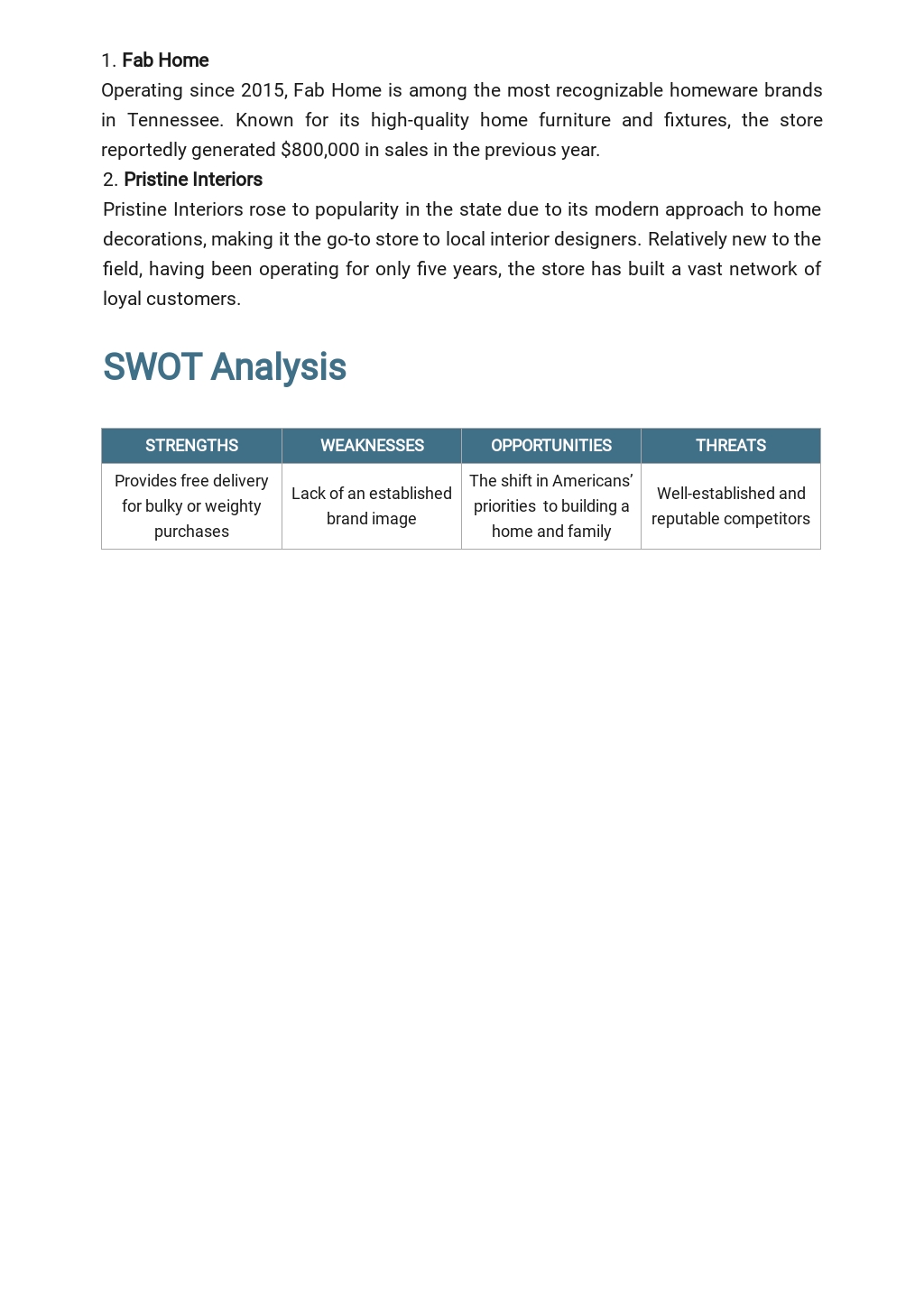 Business Plan Template Free Word Document