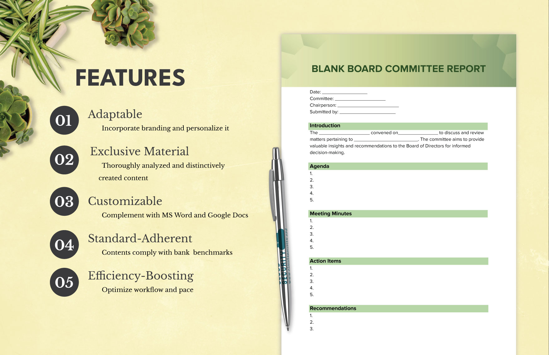 Blank Board Committee Report Template