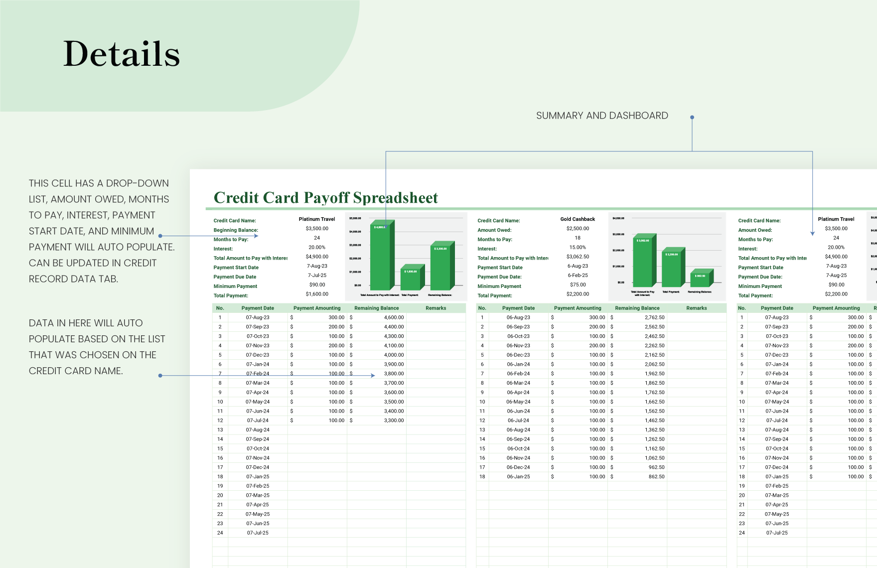 credit card excel template