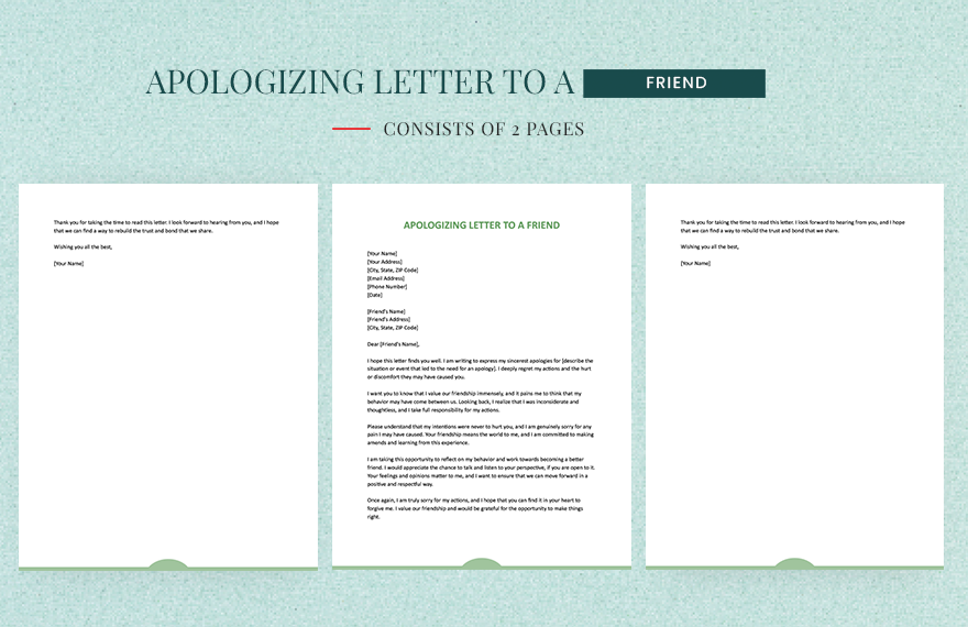 Free Apologizing Letter To A Friend in Word, Google Docs, Apple Pages