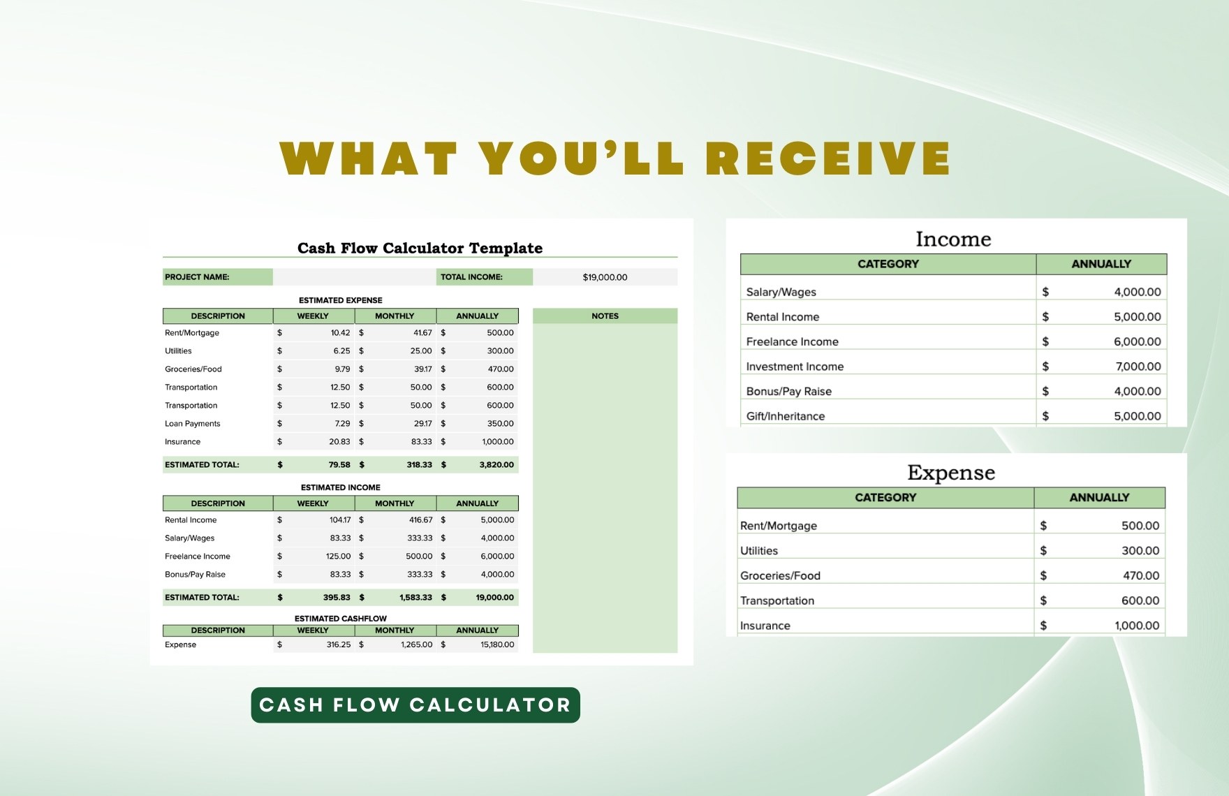 Cash Flow Calculator Template