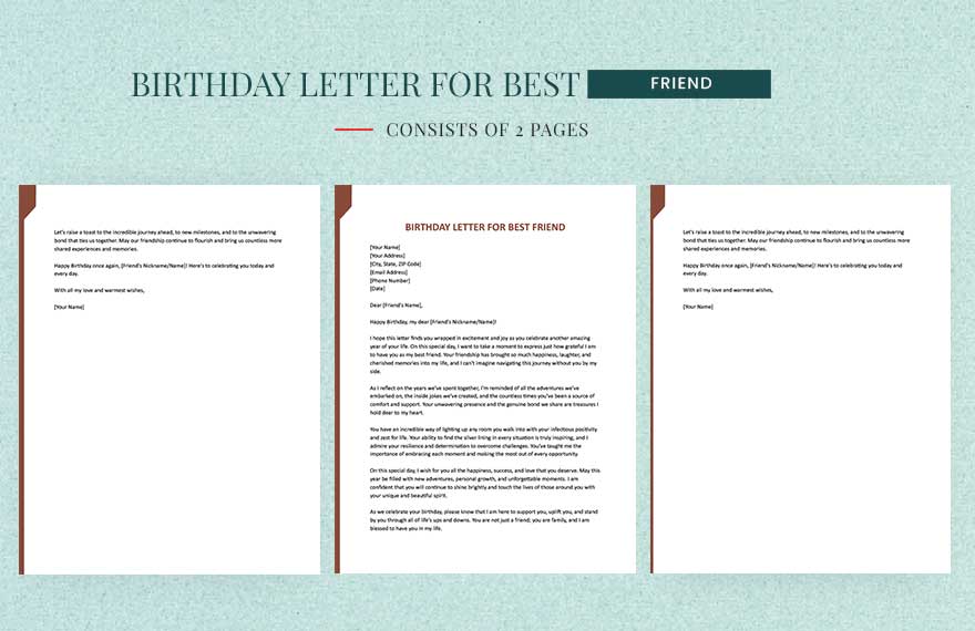 Birthday Letter For Best Friend in Word, Google Docs, Apple Pages