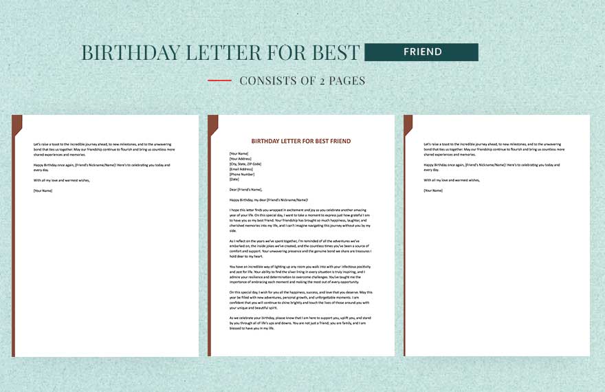 Free Birthday Letter For Best Friend Download In Word Google Docs 