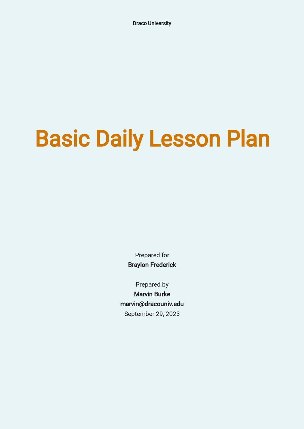 daily lesson plan template google docs