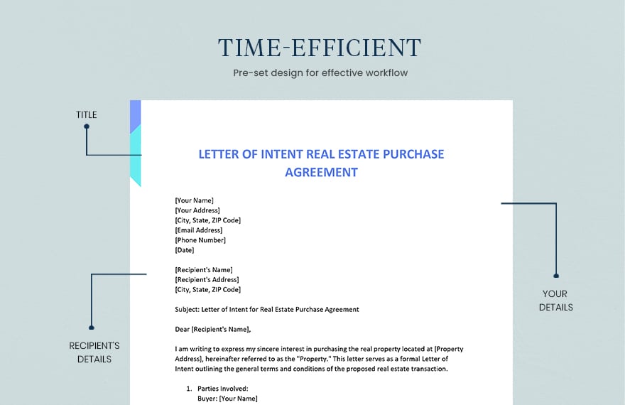Letter of Intent Real Estate Purchase Agreement