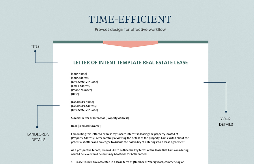 Letter of Intent Template Real Estate Lease