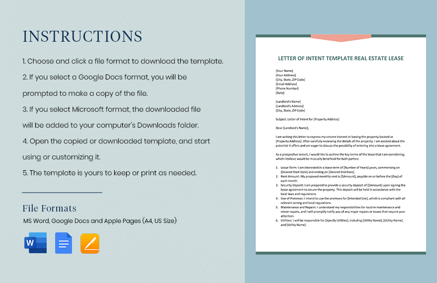 Letter of Intent Template Real Estate Lease