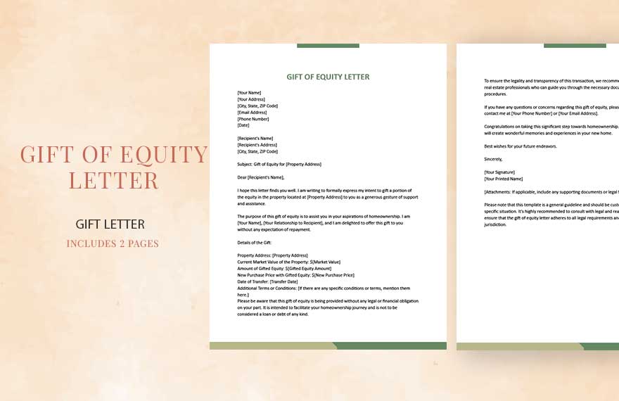 Gift Of Equity Letter