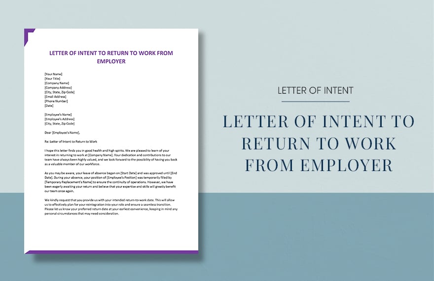 Letter of Intent to Return to Work From Employer