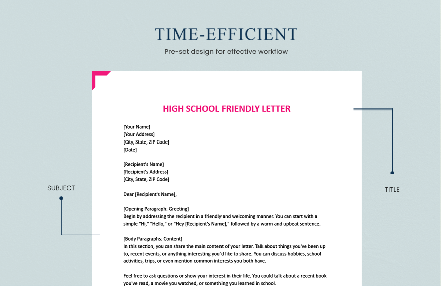 High School Friendly Letter