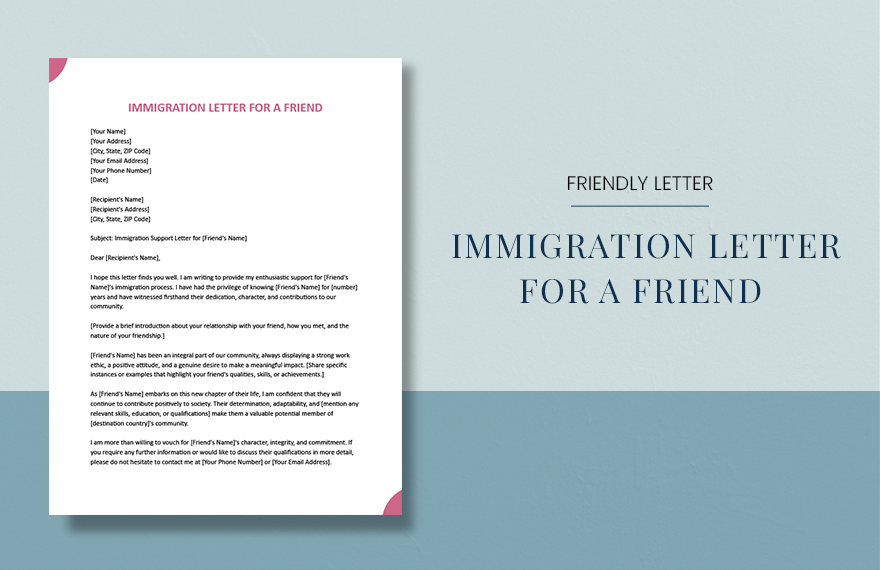 Immigration Letter For A Friend in Word, Google Docs, Apple Pages