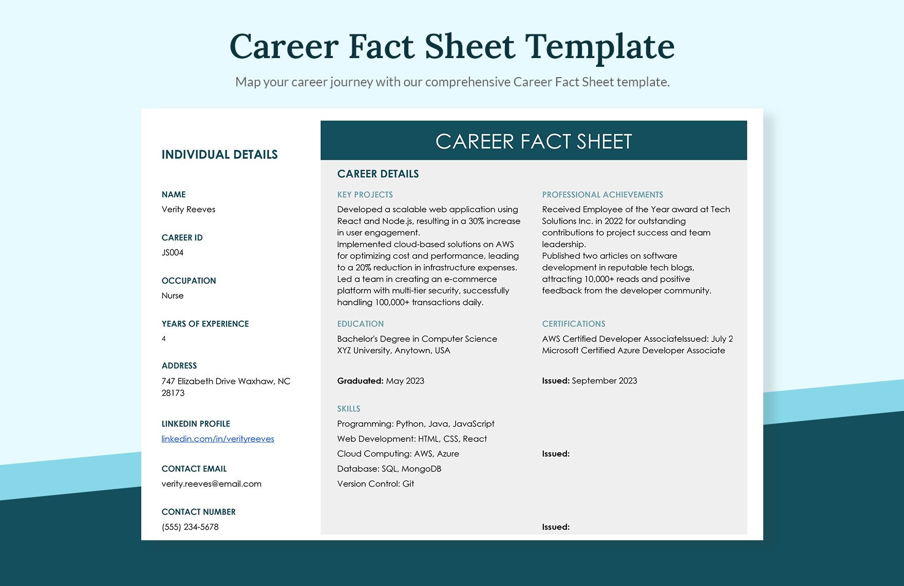 Career Fact Sheet Template