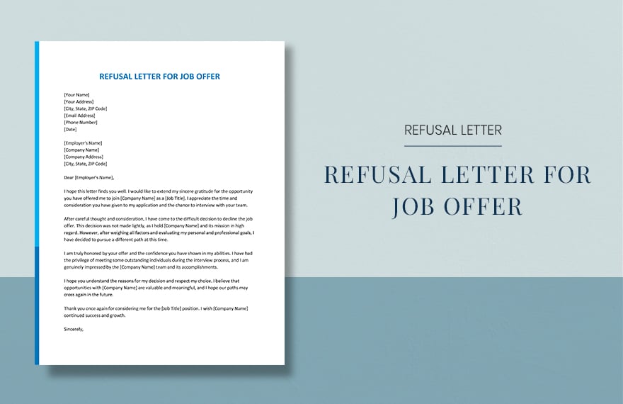 Refusal Letter For Job Offer