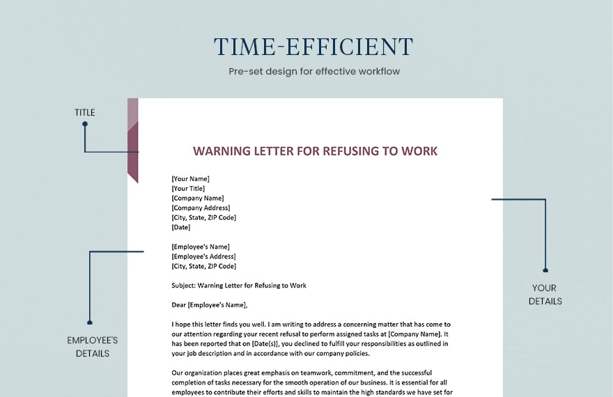 Warning Letter for Refusing to Work